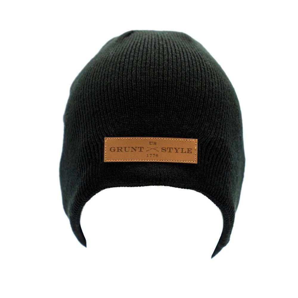 Accessories Leather Patch Beanie - Black - Image 2