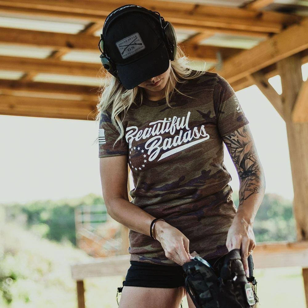 Women's Beautiful Badass T-Shirt - Woodland Camo - Image 3