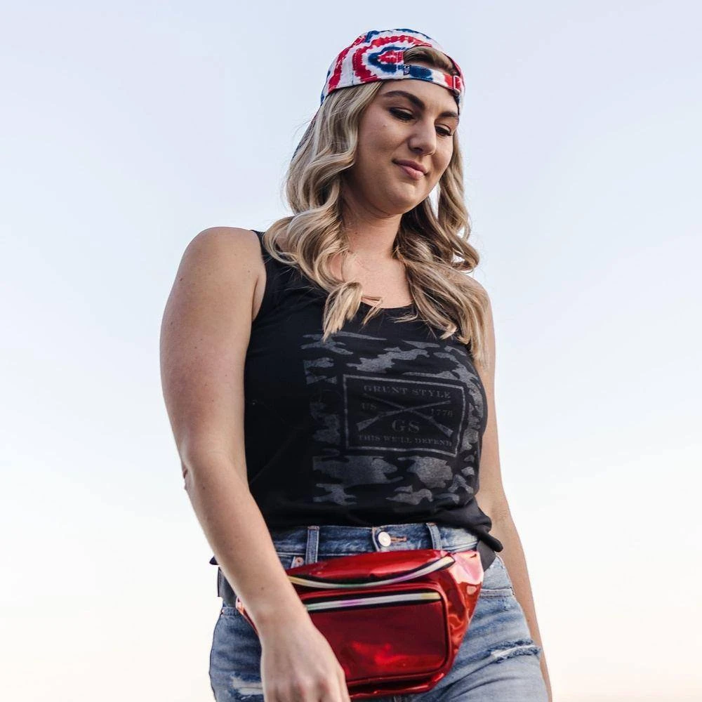 Women'sGrunt Style Logo Flowy Tank - Black Camo - Image 4