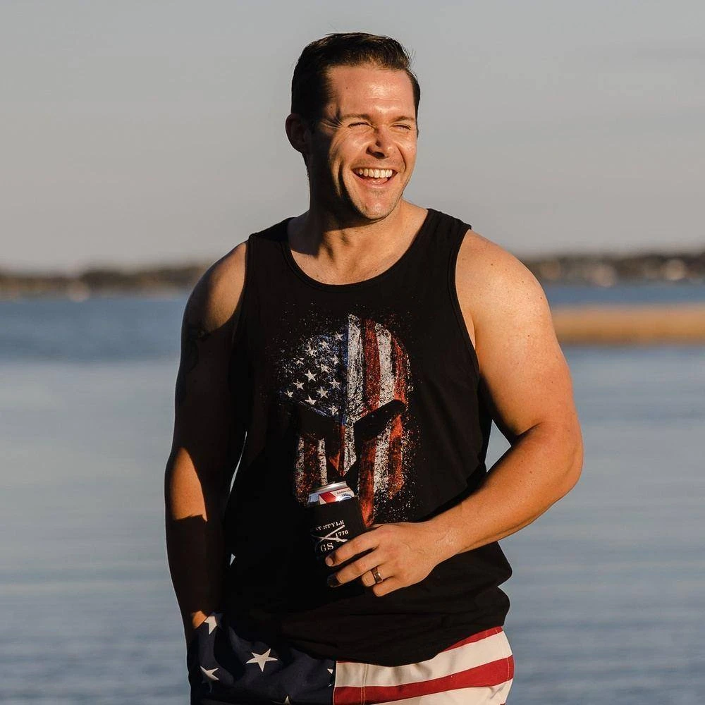 Men's American Spartan Tank - Black - Image 3