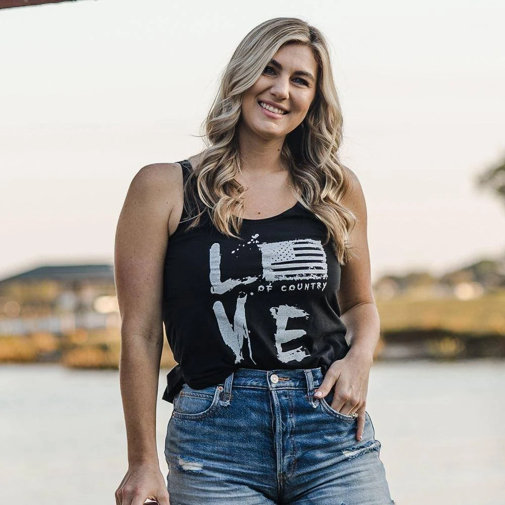 Women's Love Of Country Flowy Tank - Black - Image 3