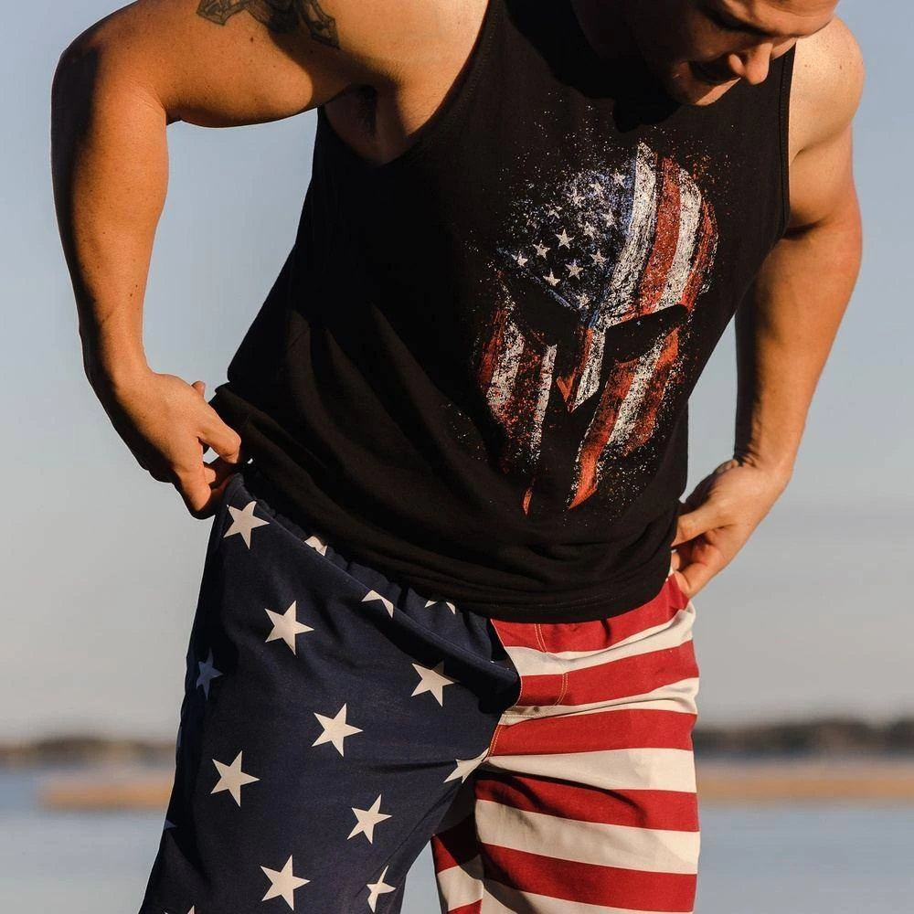 Men's American Spartan Tank - Black - Image 4