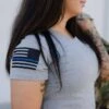 Women's Blue Line Flag T-Shirt - Dark Heather Gray