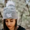Accessories Fleece Lined Pom-Pom Beanie - Light Grey