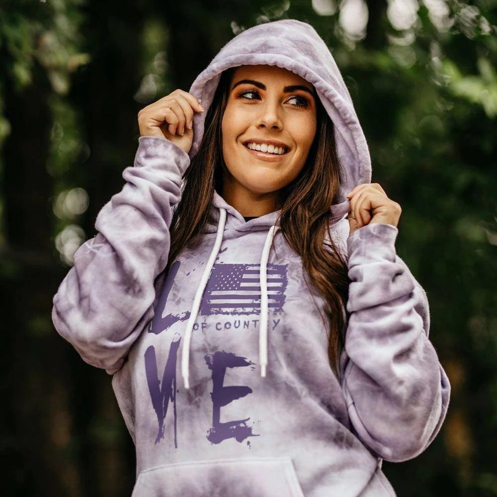 Women's Love Of Country Hoodie - Purple Haze Wash - Image 4