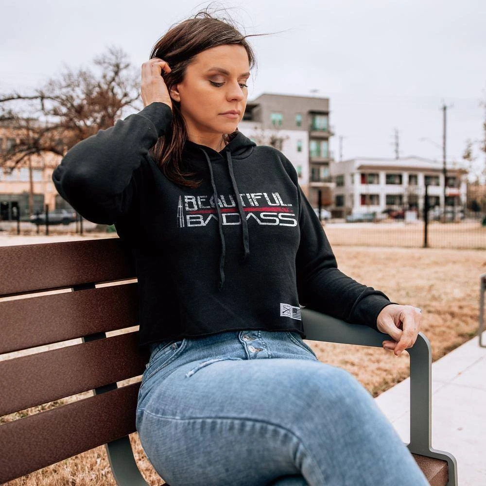 Women's Beautiful Badass Cropped Hoodie - Black