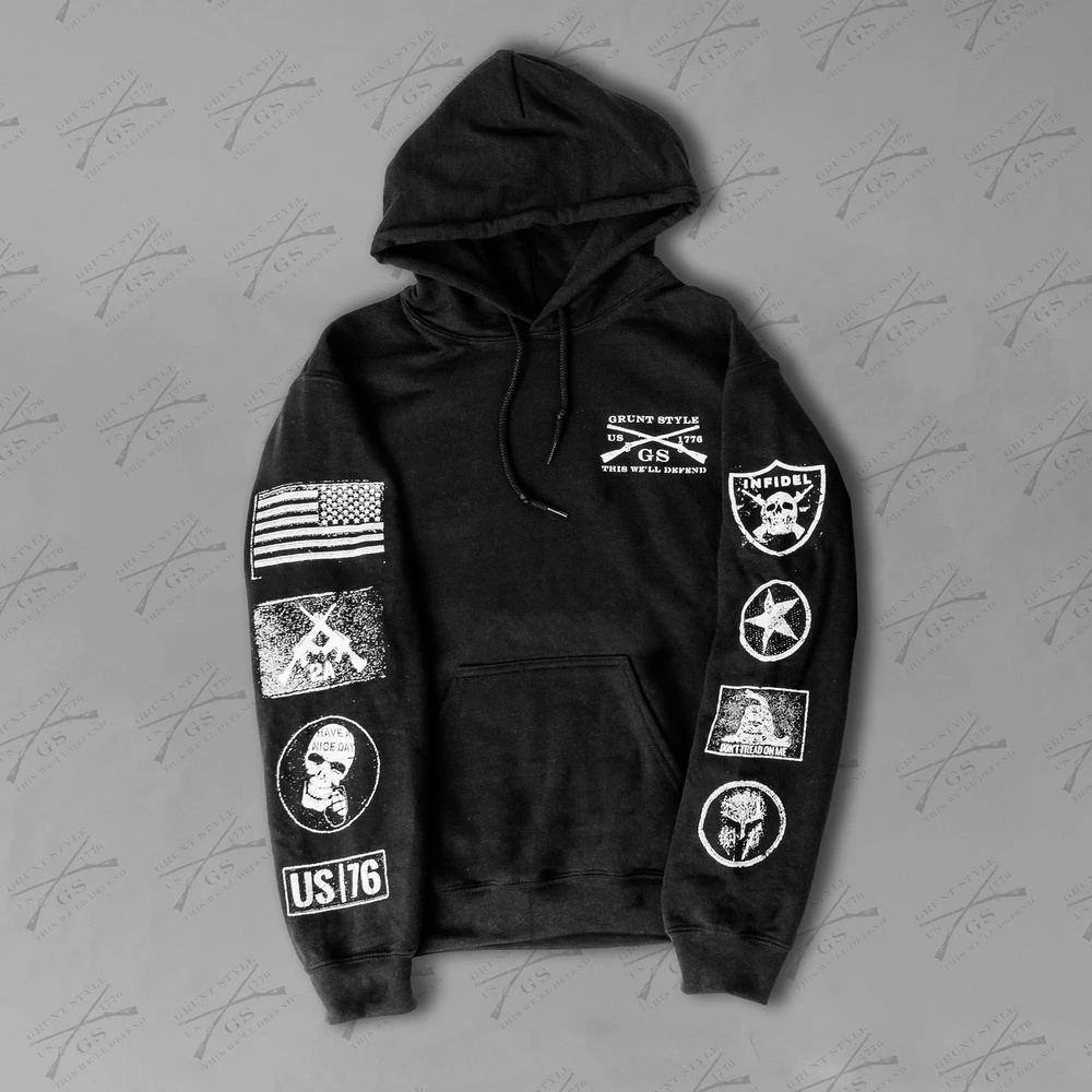 Grunt Style Patch Pullover Hoodie - Black - Image 6