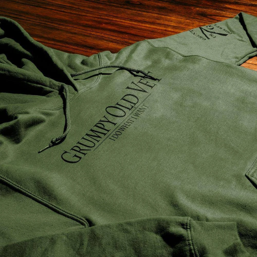 Grumpy Old Vet Hoodie - Military Green - Image 4