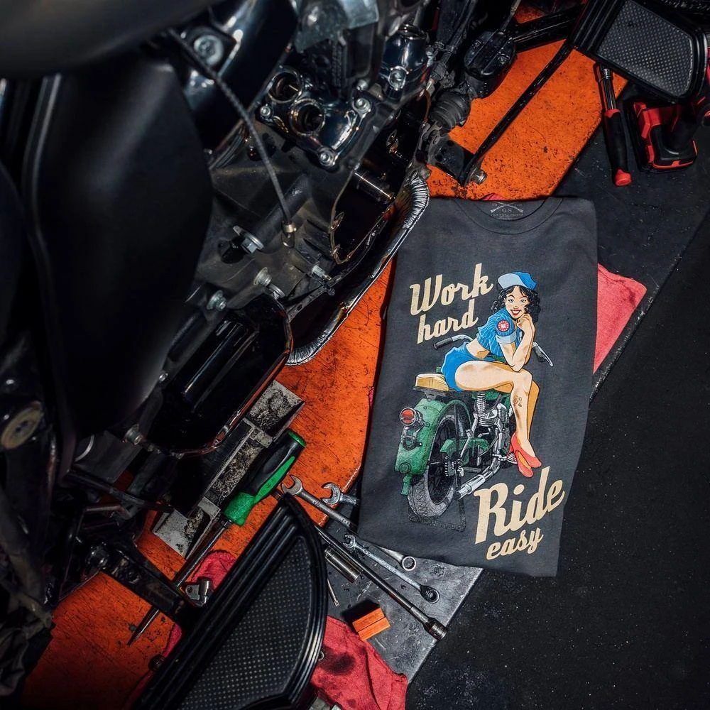 Work Hard, Ride Easy T-Shirt - Dark Grey - Image 3
