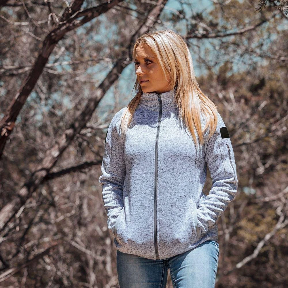 Women's Sweater Jacket - Heather Grey - Image 3