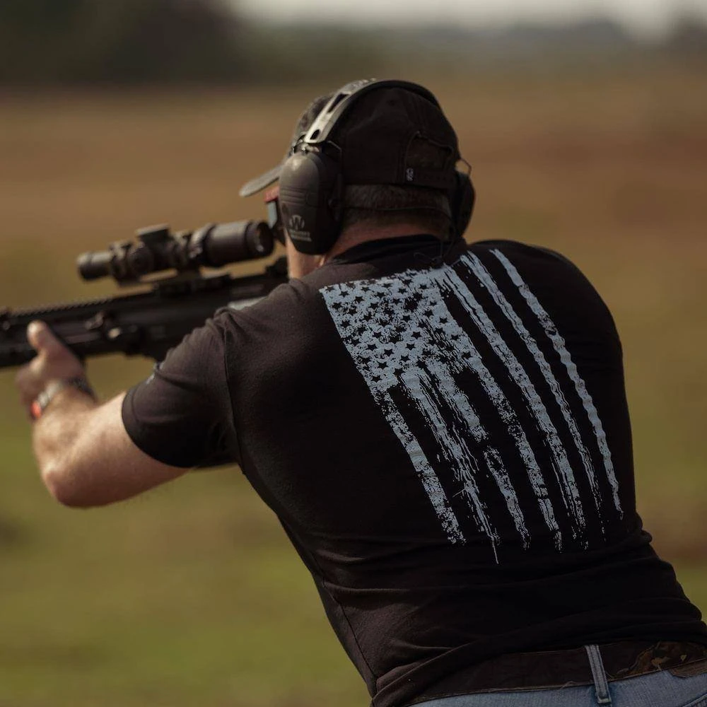 Veteran Flag T-Shirt - Black - Image 2