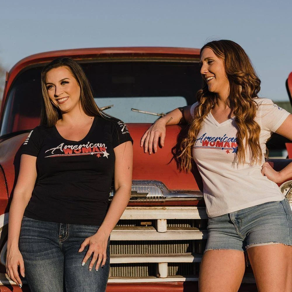 Women's American Woman V-Neck - White - Image 3