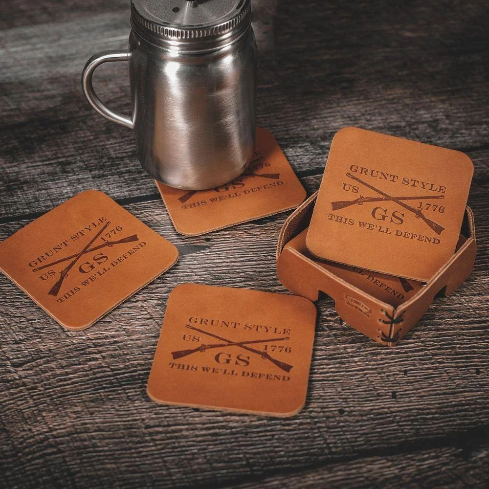 Accessories Grunt Style Leather Coasters - 4-Pack - Image 3