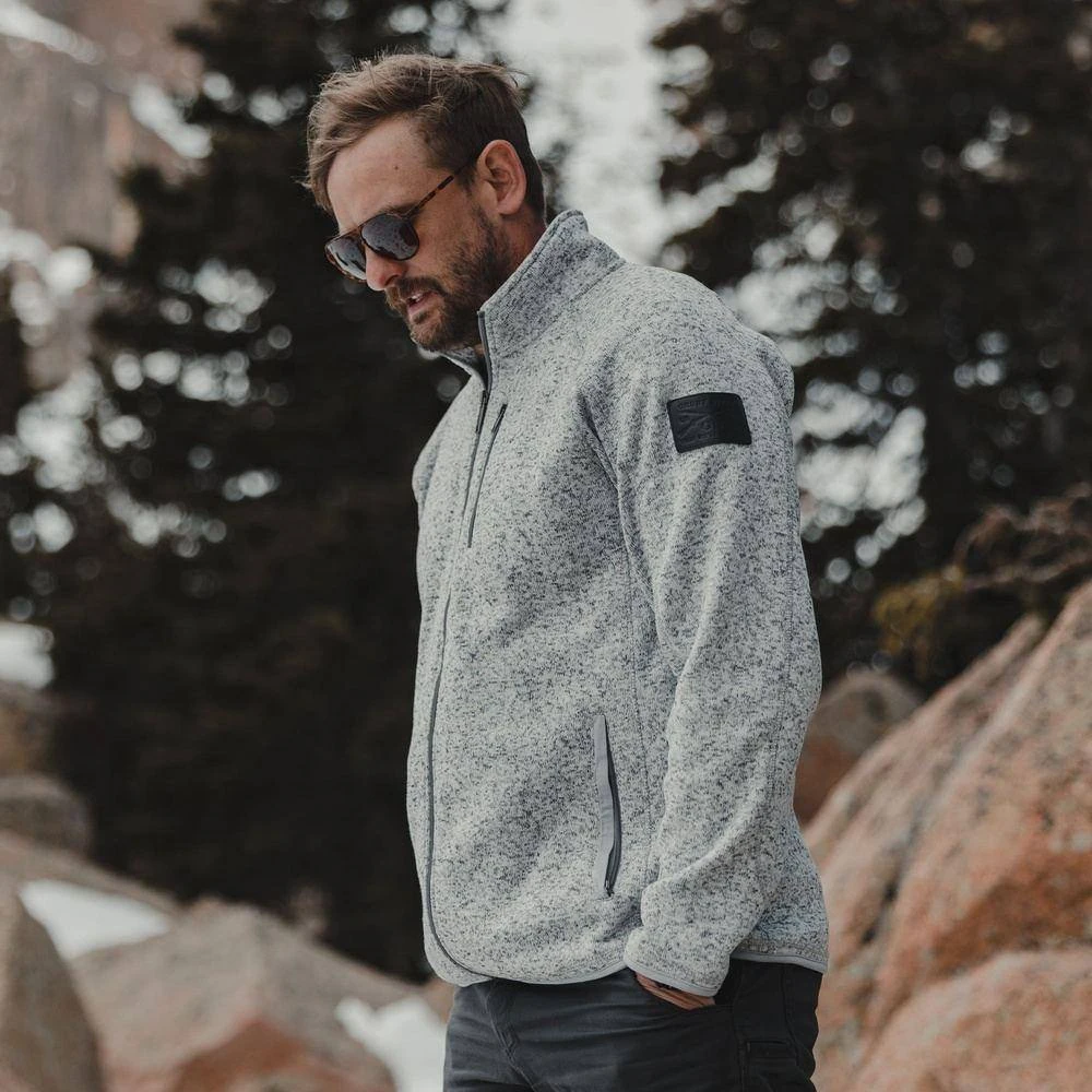 Men's Sweater Jacket - Heather Grey - Image 2