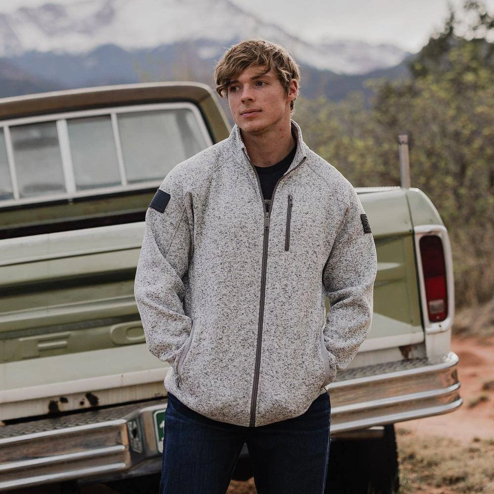 Men's Sweater Jacket - Heather Grey - Image 3