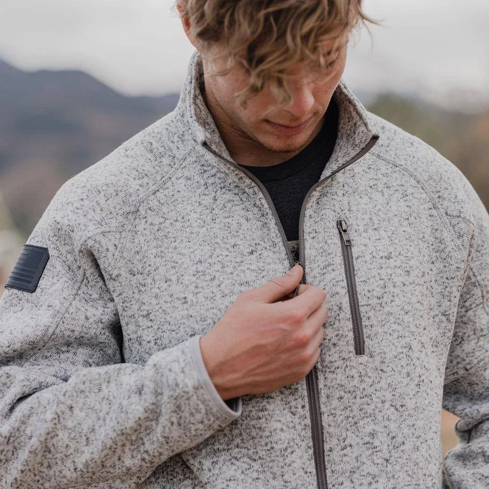 Men's Sweater Jacket - Heather Grey - Image 6