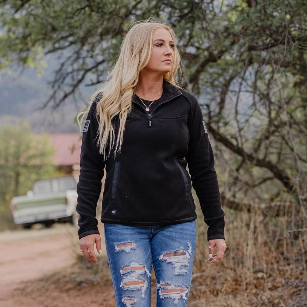 Women's Tech 1/4 Zip Fleece - Black - Image 6