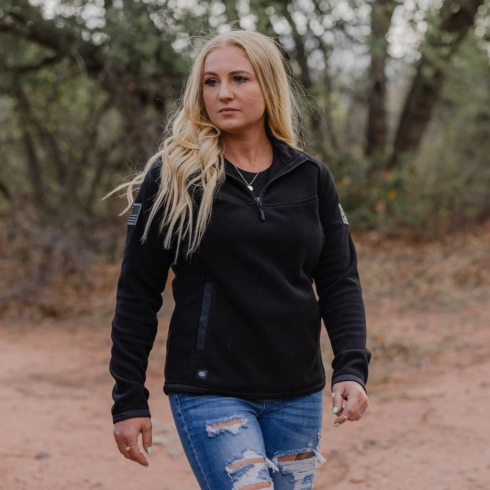 Women's Tech 1/4 Zip Fleece - Black - Image 4