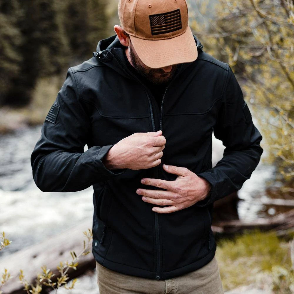 Men's Soft Shell Hoodie - Black - Image 5