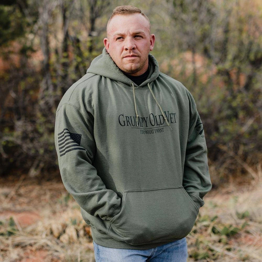 Grumpy Old Vet Hoodie - Military Green - Image 3