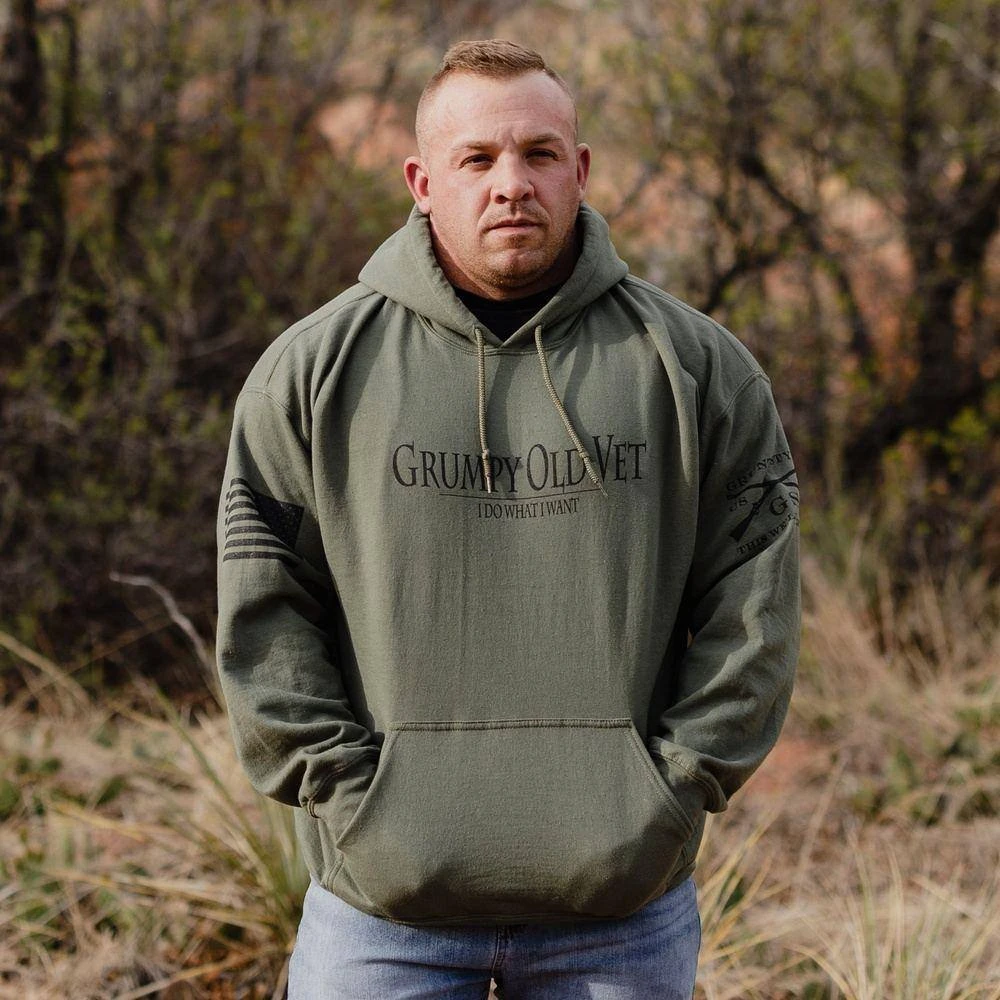 Grumpy Old Vet Hoodie - Military Green - Image 2