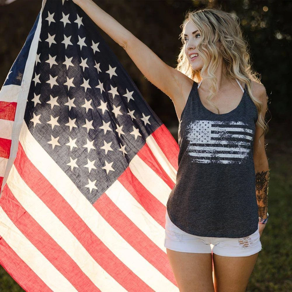 Women's Vintage American Flowy Tank - Charcoal - Image 4