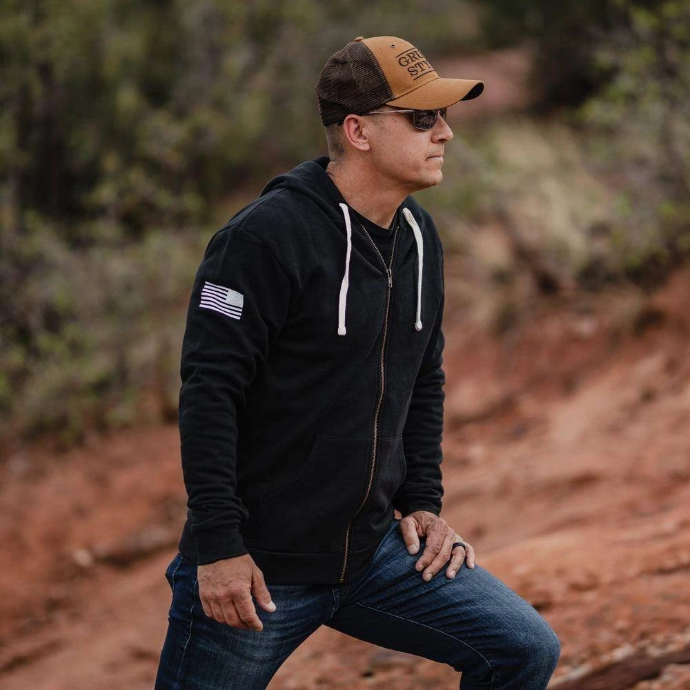 Premium Basic Full-Zip Hoodie - Black - Image 2