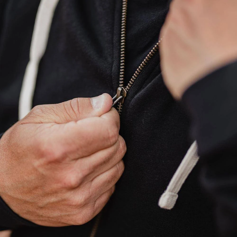 Premium Basic Full-Zip Hoodie - Black - Image 4