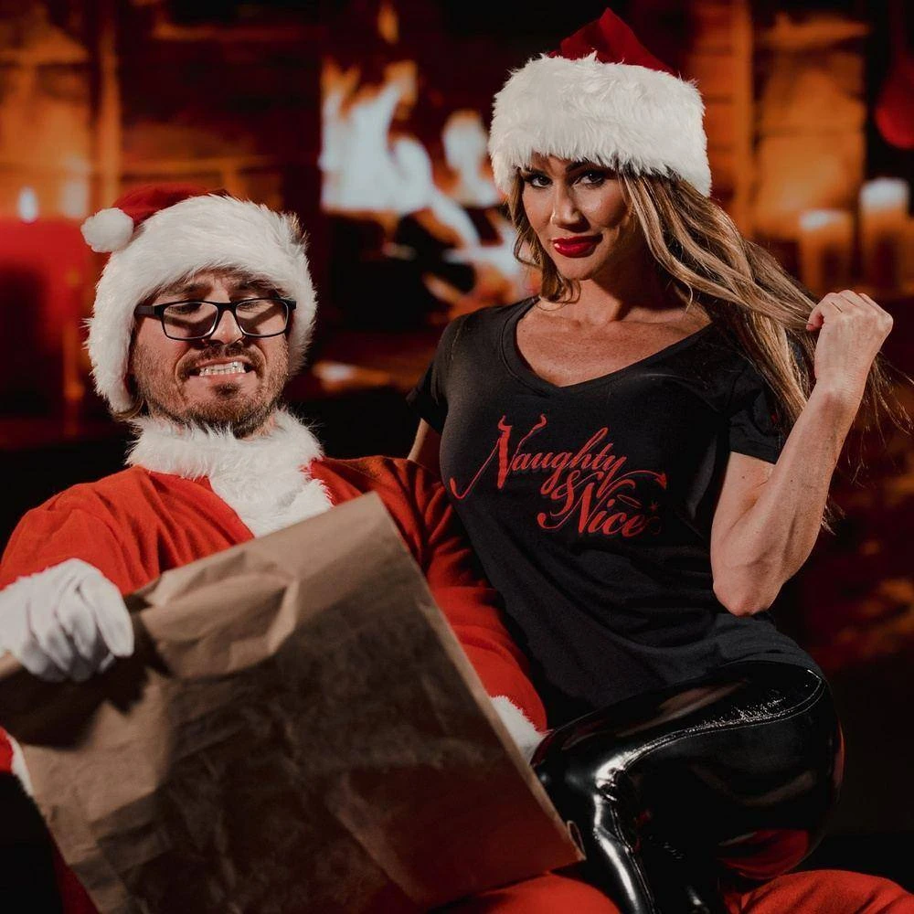 Women's Naughty And Nice V-Neck - Black - Image 2