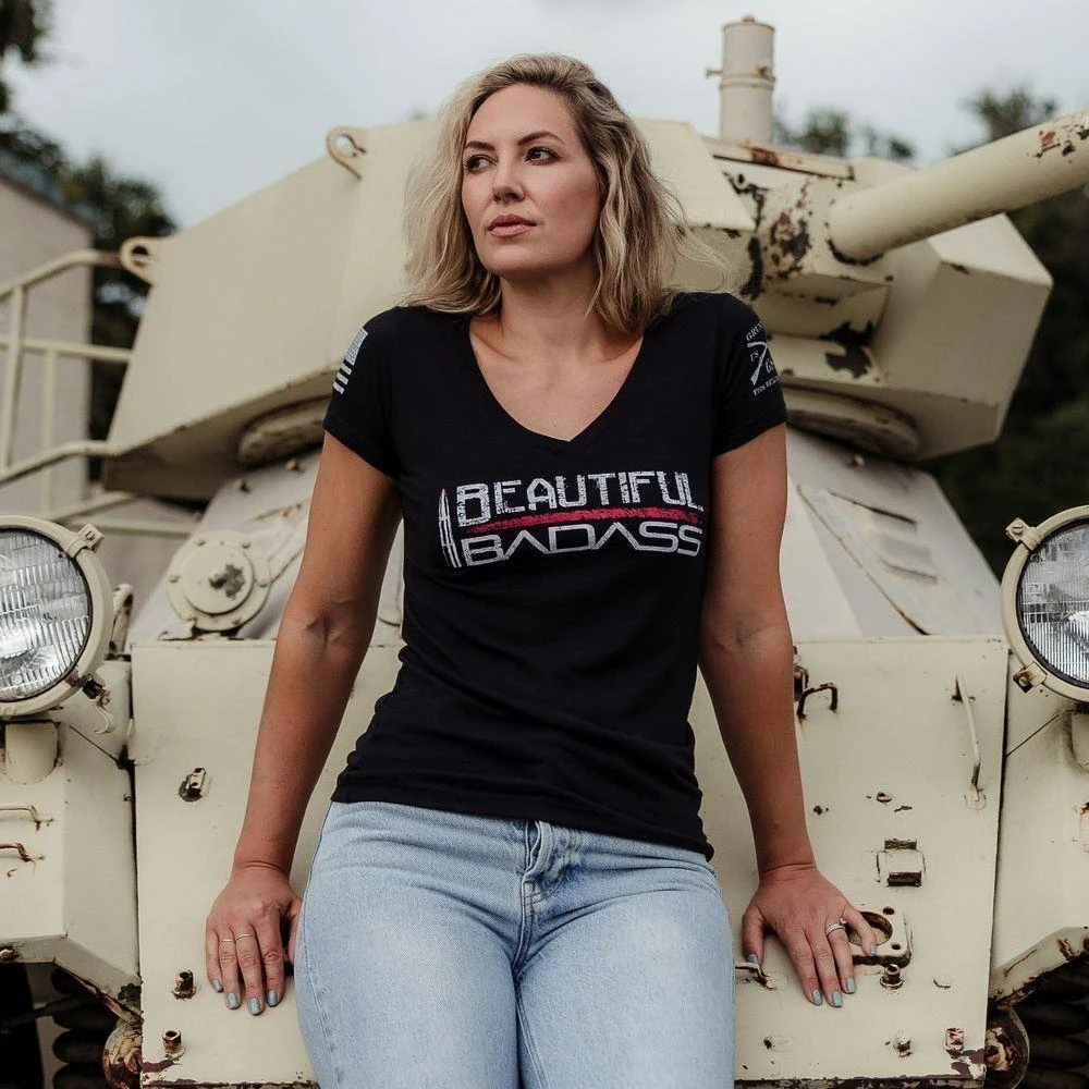 Women's Beautiful Badass V-Neck - Black - Image 3