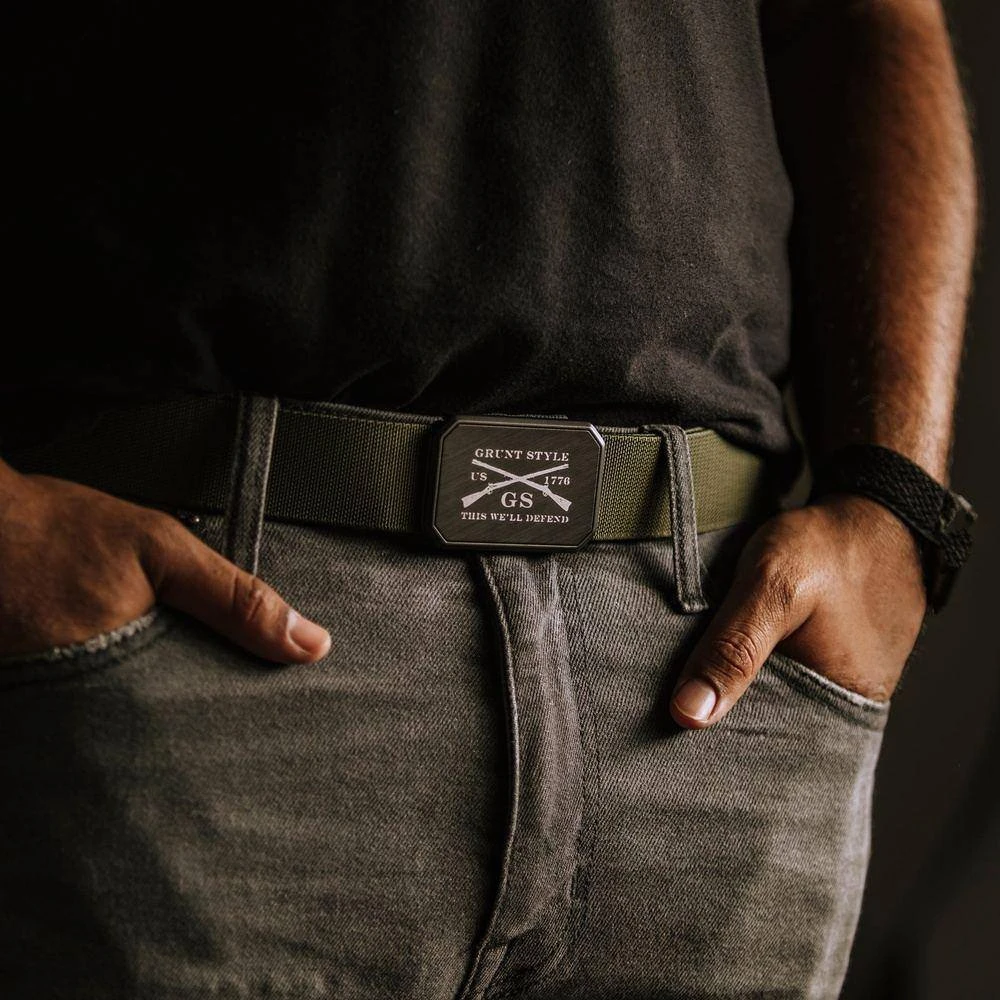 Accessories Grunt Style X Groove Life™ Belt - Gun Metal On Olive - Image 2