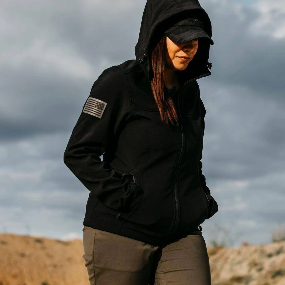 Women's Soft Shell Hoodie - Black - Image 7