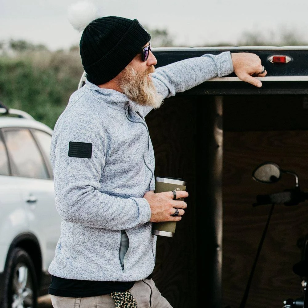 Men's Sweater Jacket - Heather Grey - Image 4