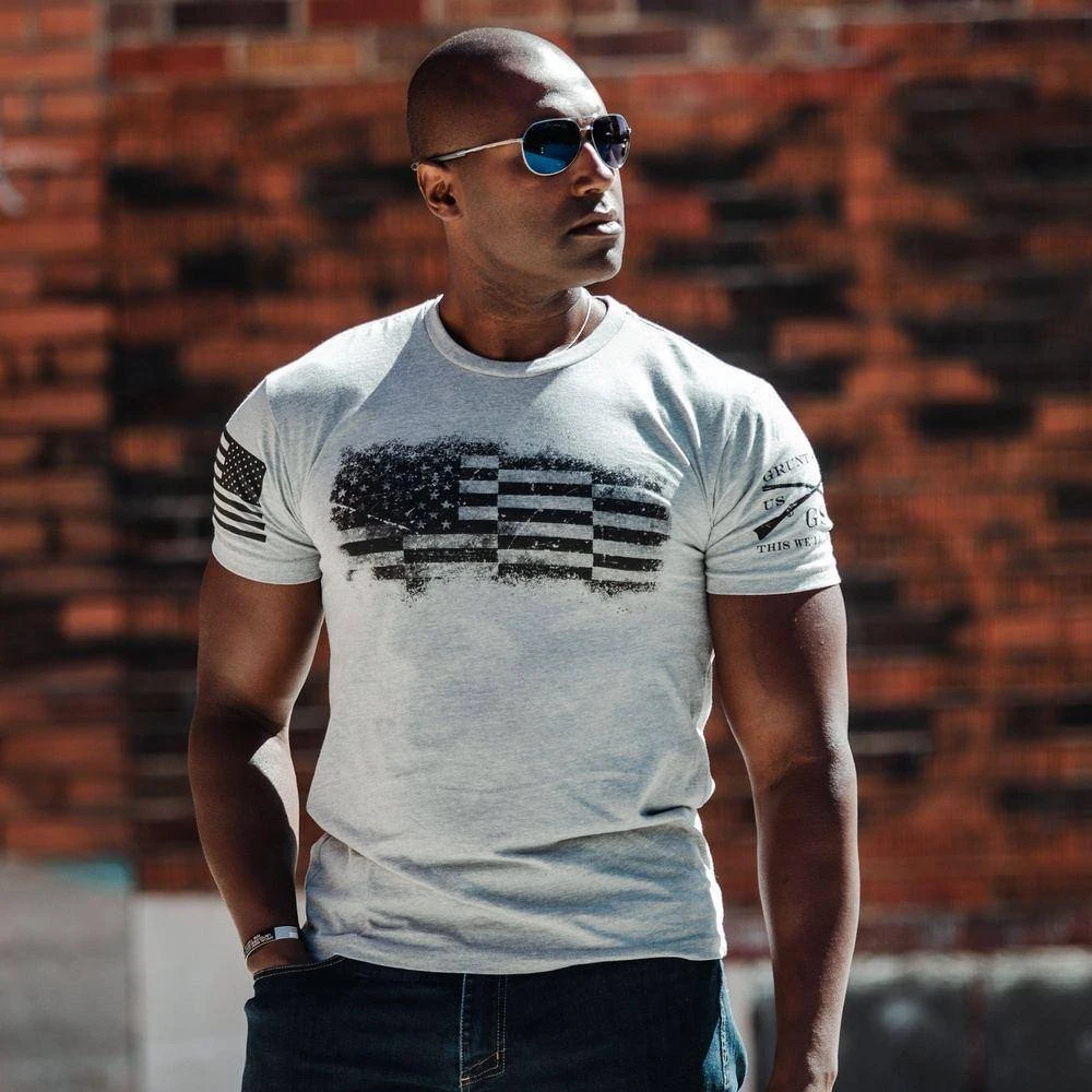 Bar Flag T-Shirt - Dark Heather Gray - Image 5