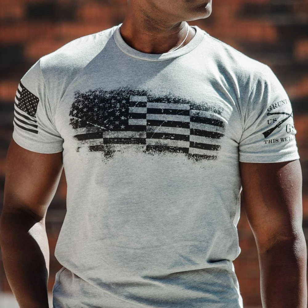 Bar Flag T-Shirt - Dark Heather Gray - Image 3