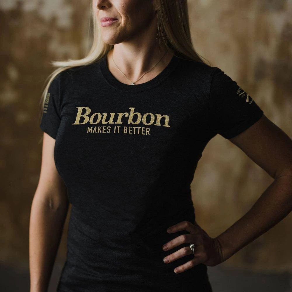 Women's Bourbon Makes It Better Slim Fit T-Shirt - Black - Image 2