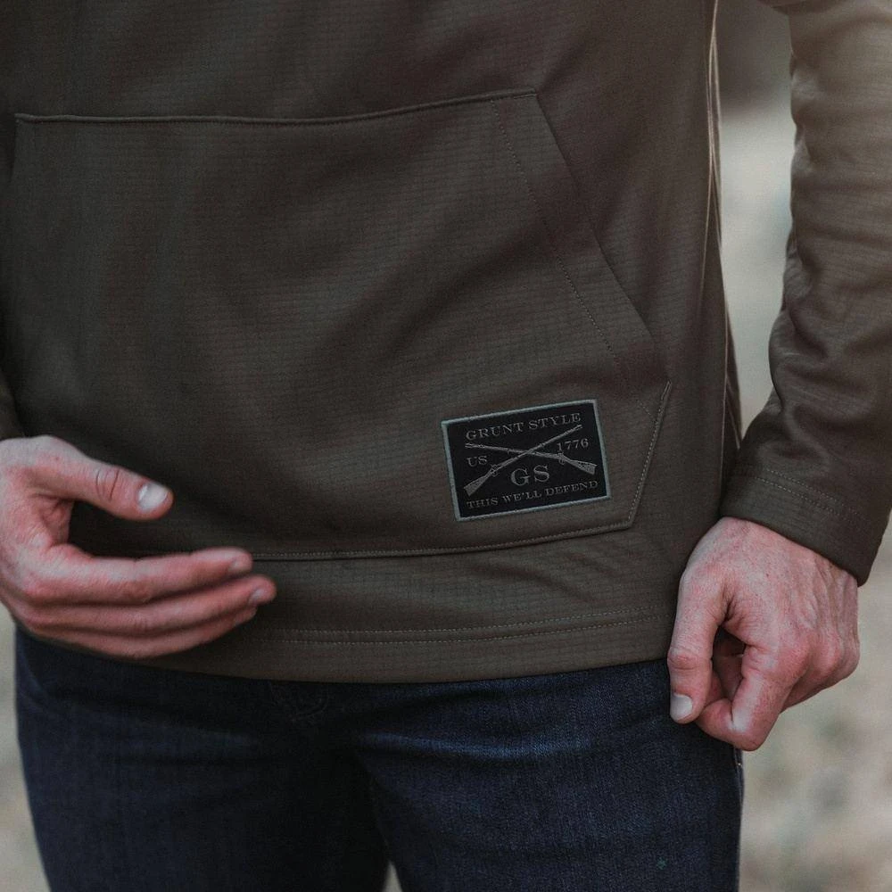 Men's Waffle Top Hoodie - Military Green - Image 3