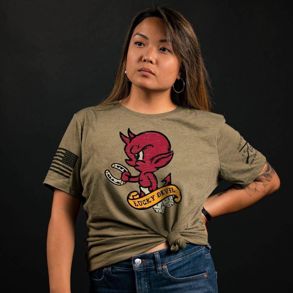 Women's Lucky Devil Relaxed Fit T-Shirt - Olive Triblend