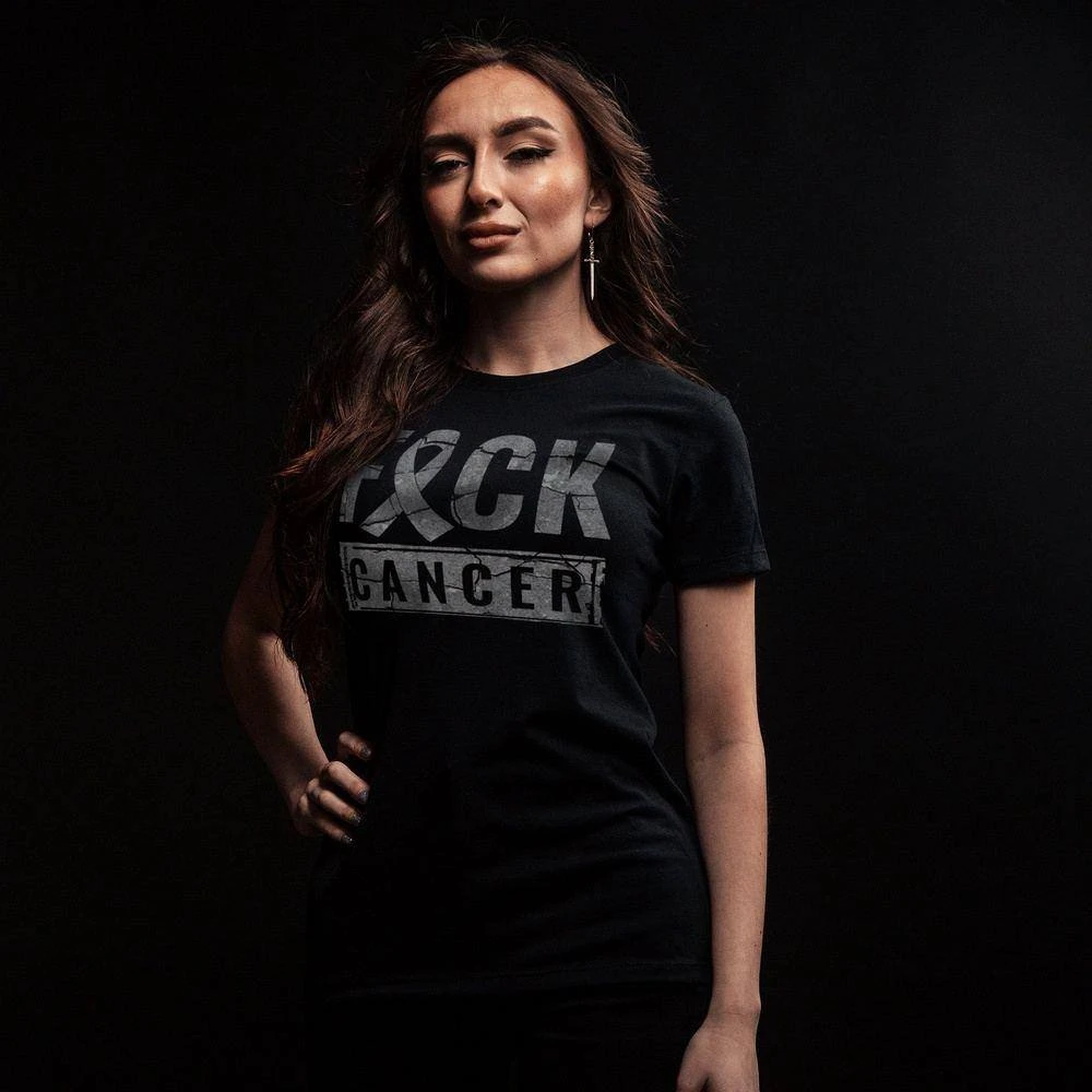 Women's F*ck Cancer Slim Fit T-Shirt - Black - Image 3