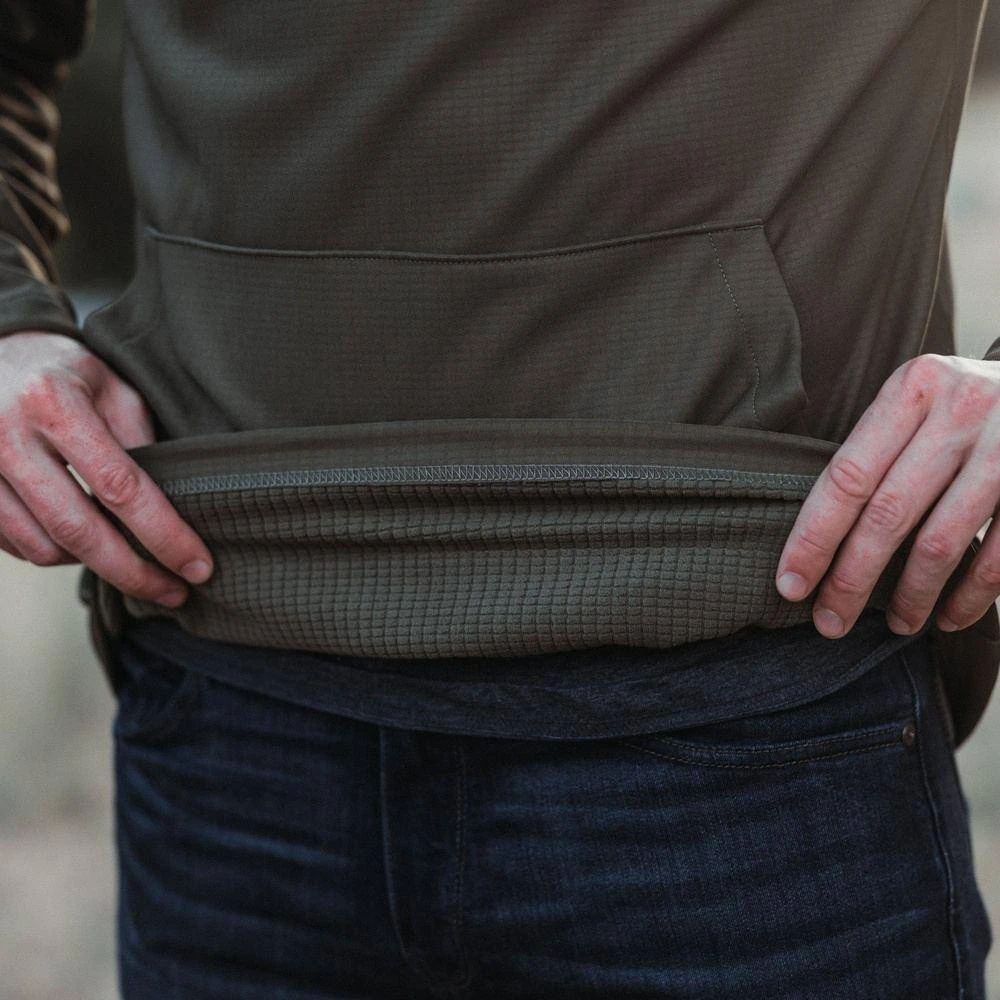 Men's Waffle Top Hoodie - Military Green - Image 4