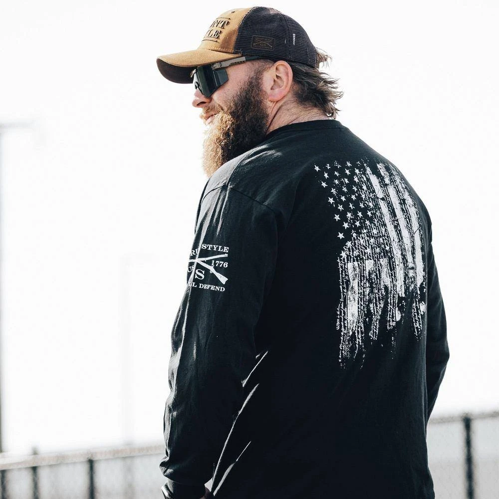 1776 Flag Long Sleeve - Black - Image 4