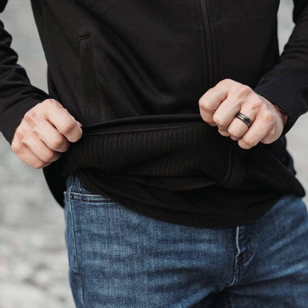 Men's Waffle Top Full-Zip Jacket - Black - Image 3