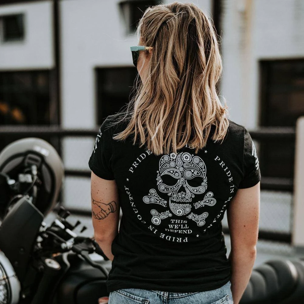 Women's Death Paisley V-Neck - Black - Image 3