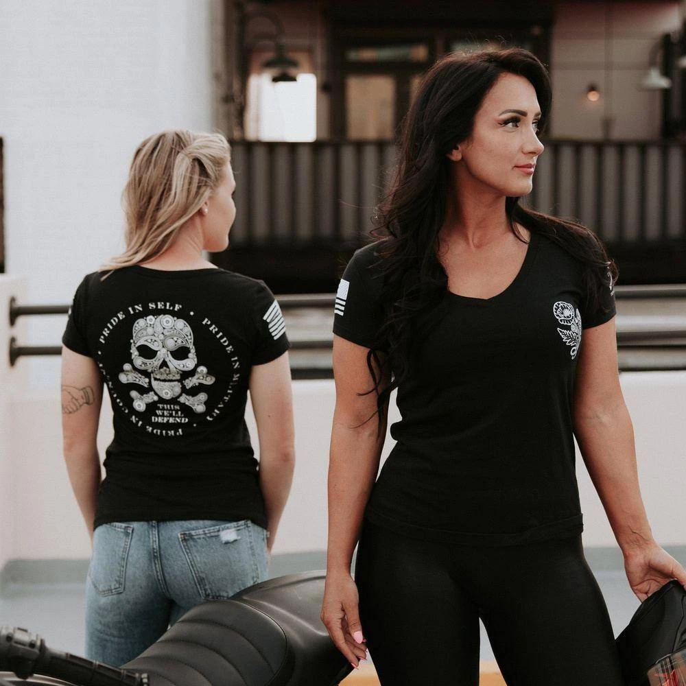 Women's Death Paisley V-Neck - Black