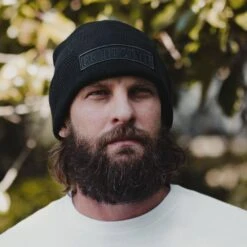 Accessories Name Tape Black Cuffed Beanie