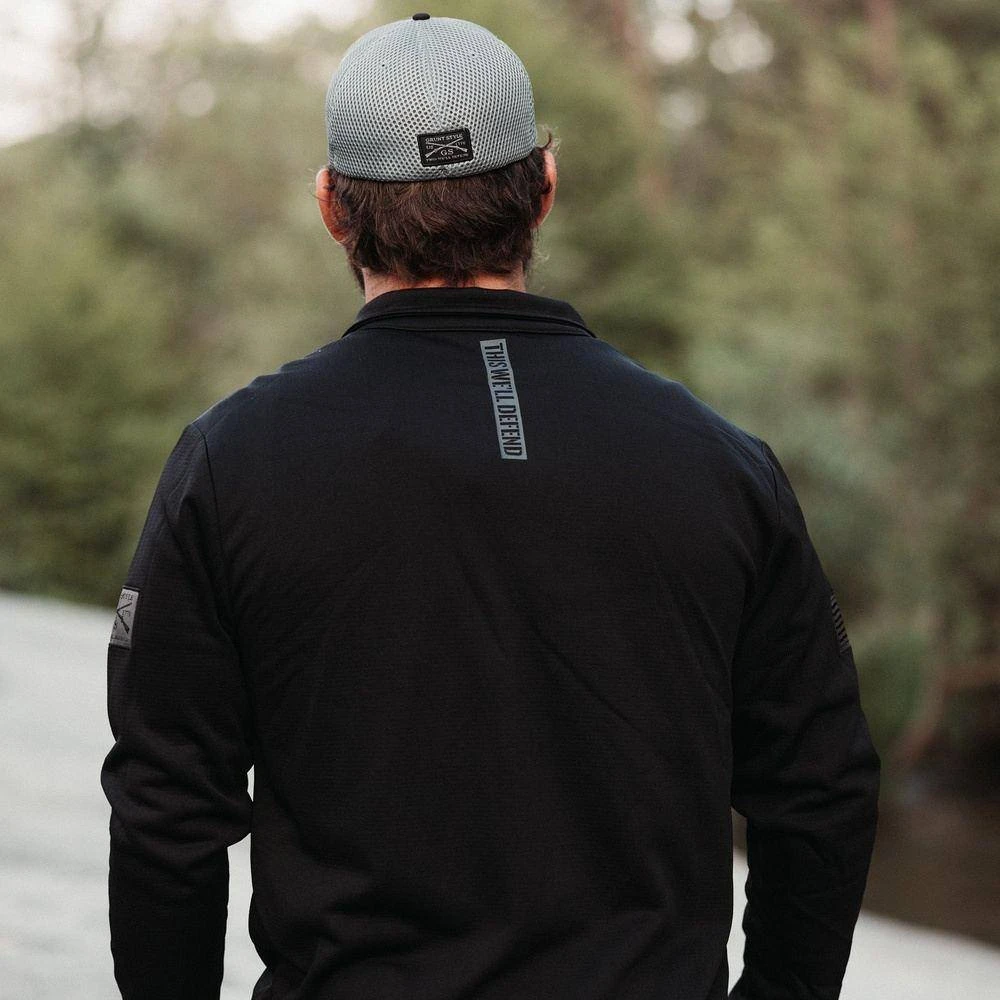 Men's Waffle Top Full-Zip Jacket - Black - Image 4