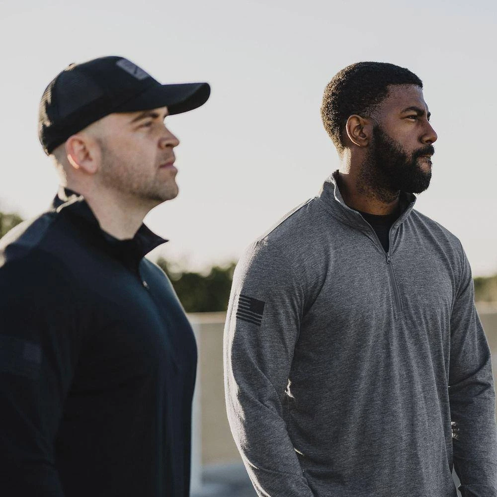 Men's This We'll Defend Triblend 1/4 Zip Pullover - Black - Image 8