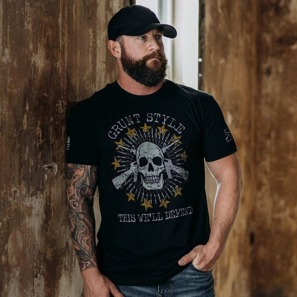 Crossed-Rifle Skull T-Shirt - Black - Image 2
