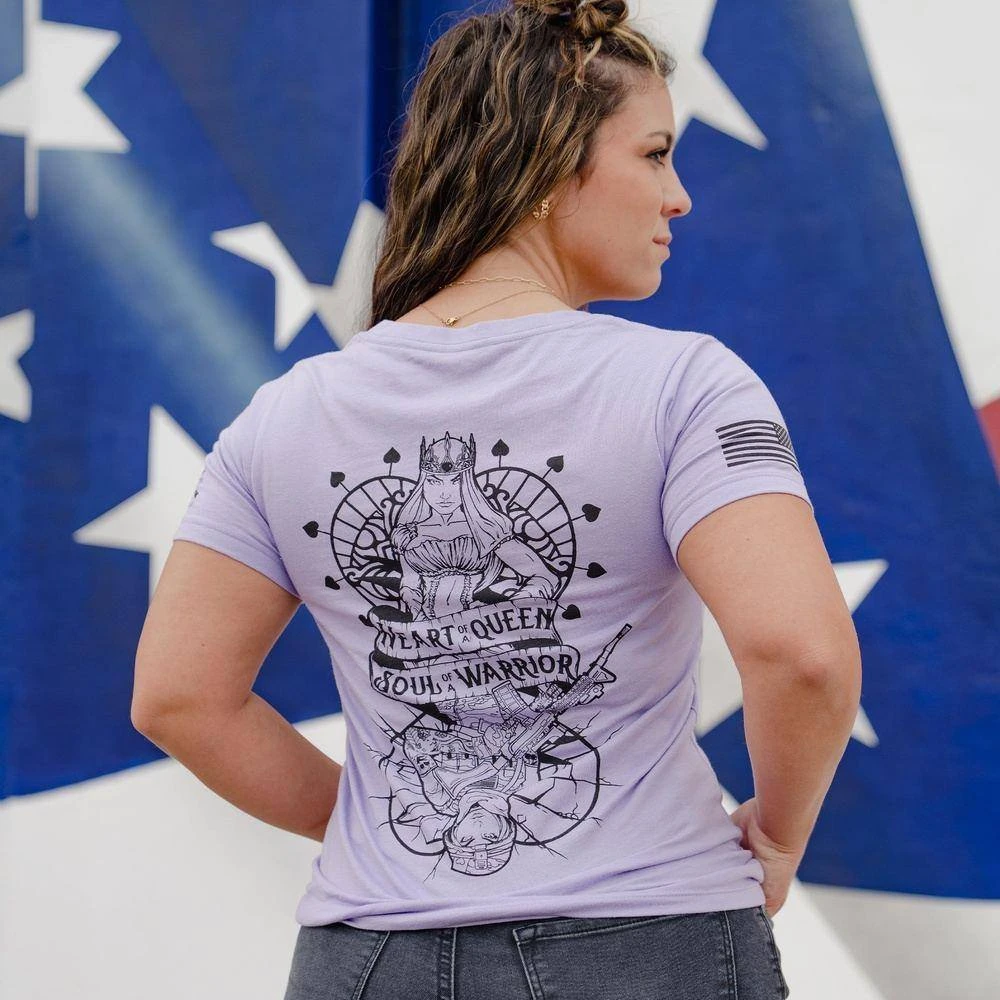 Women's Heart And Soul Of A Warrior V-Neck - Lavender - Image 2