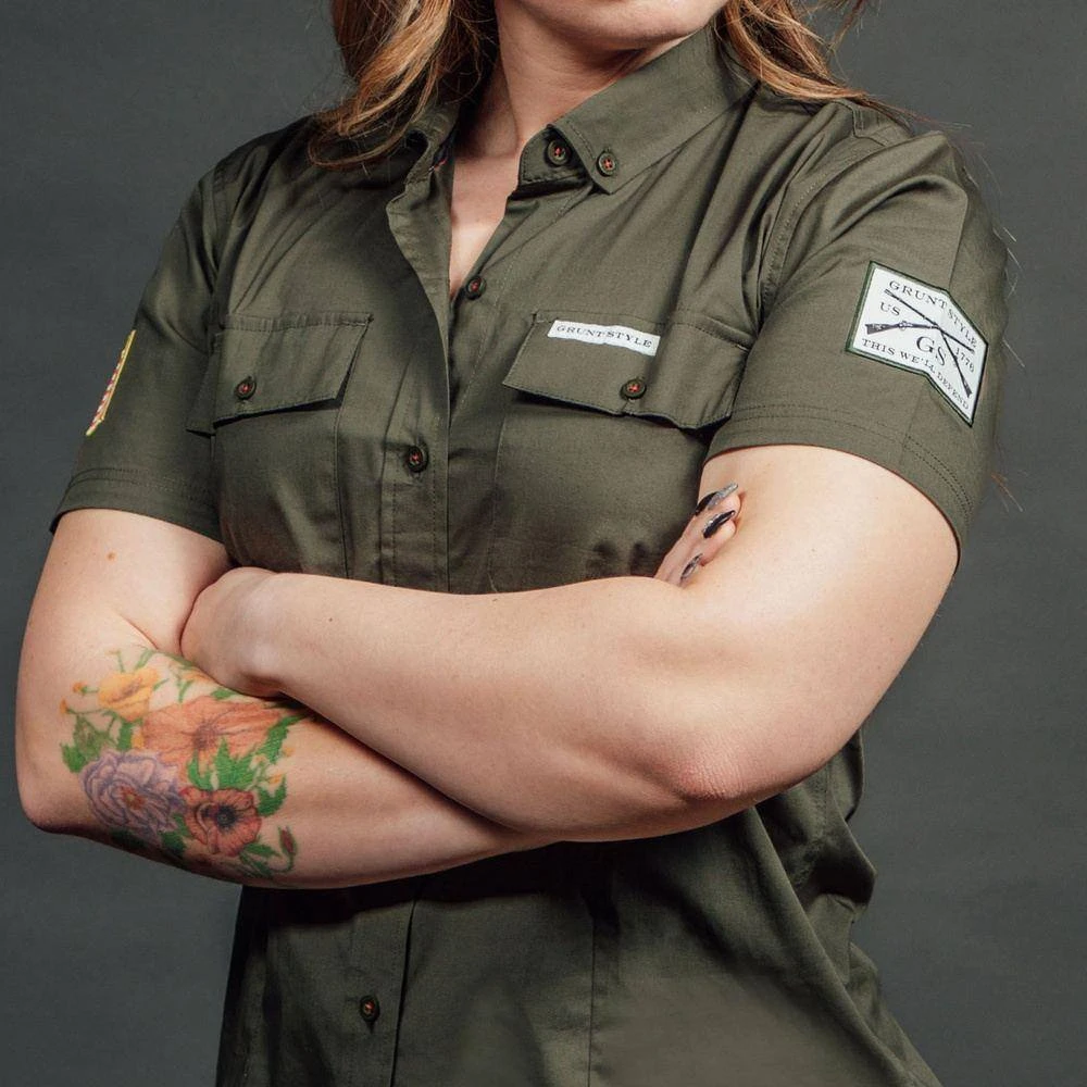 Women's Garage Button Down - Military Green - Image 3